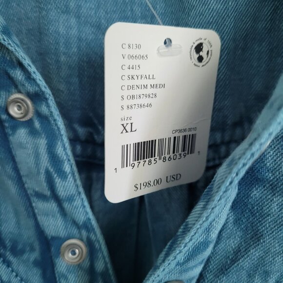 NWT FREE PEOPLE Mad Love Denim Midi Dress Skyfall Blue Size XL - Picture 6 of 6